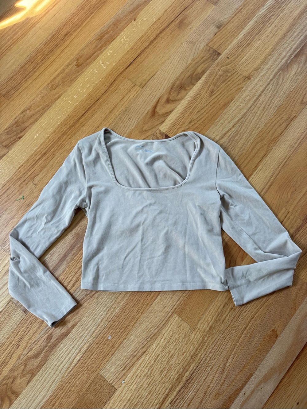Aerie Women’s Long Sleeve Scoop Neck Crop Top - Cream